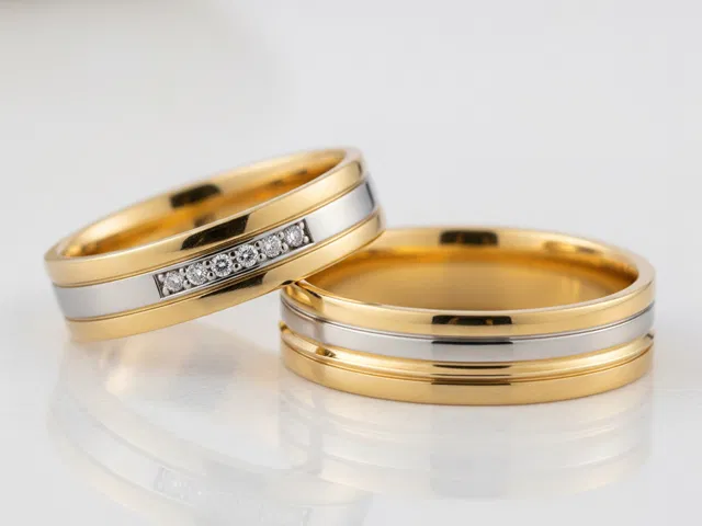 /Matching Two Tone Gold Wedding Bands